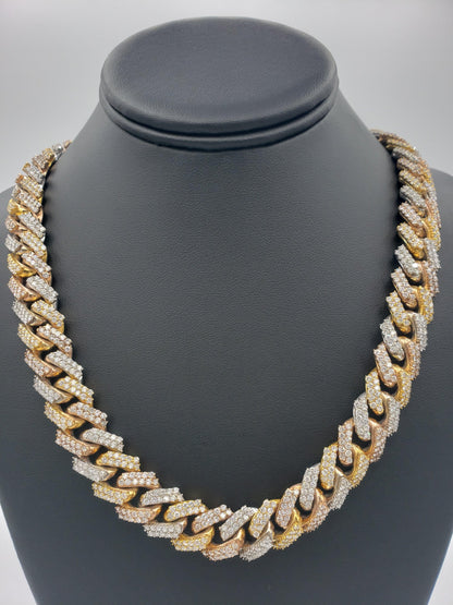 14K Gold- Diamond Miami Cuban Chain Tri-Color (331 Grams)