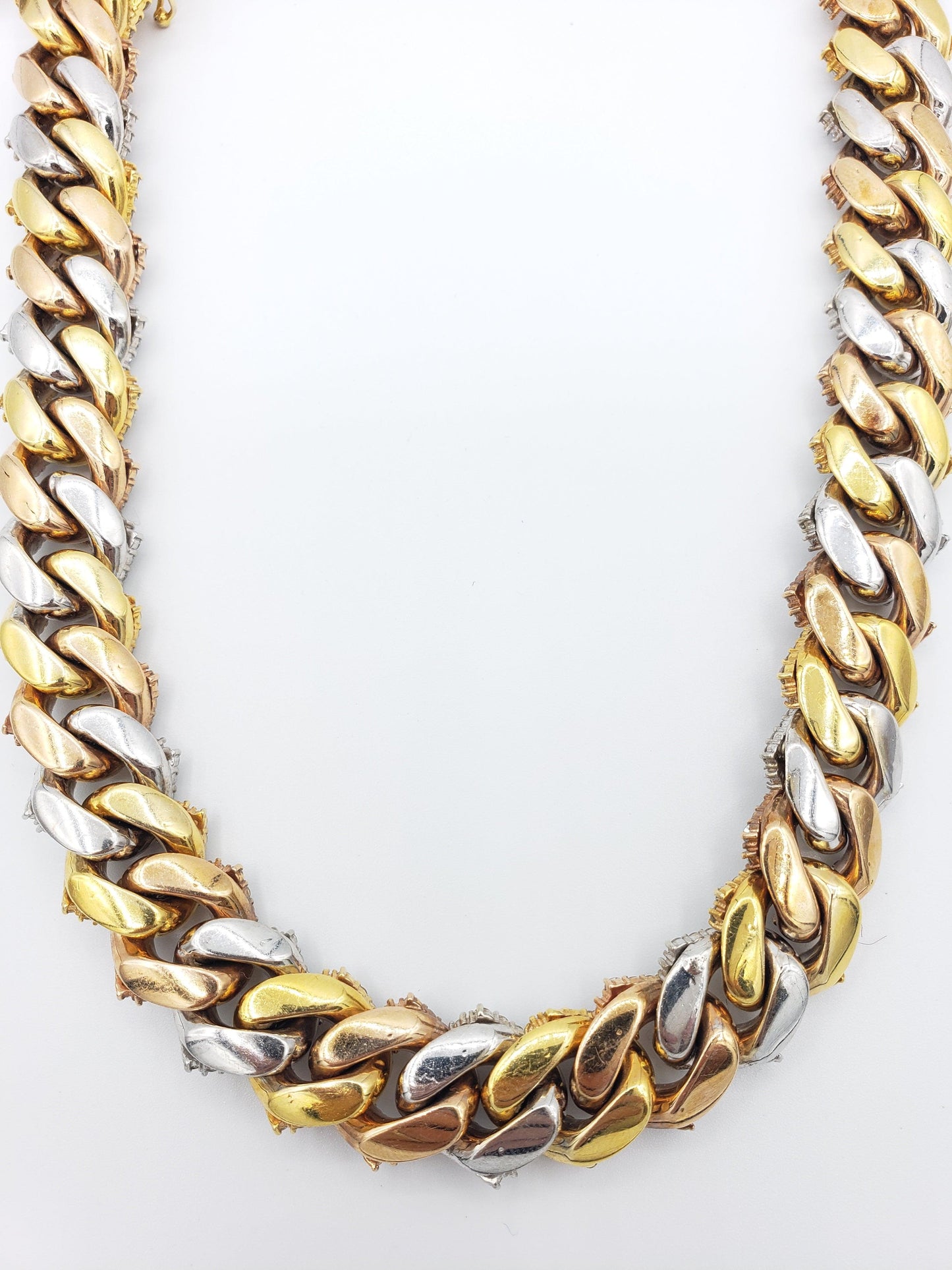 14K Gold- Diamond Miami Cuban Chain Tri-Color (331 Grams)