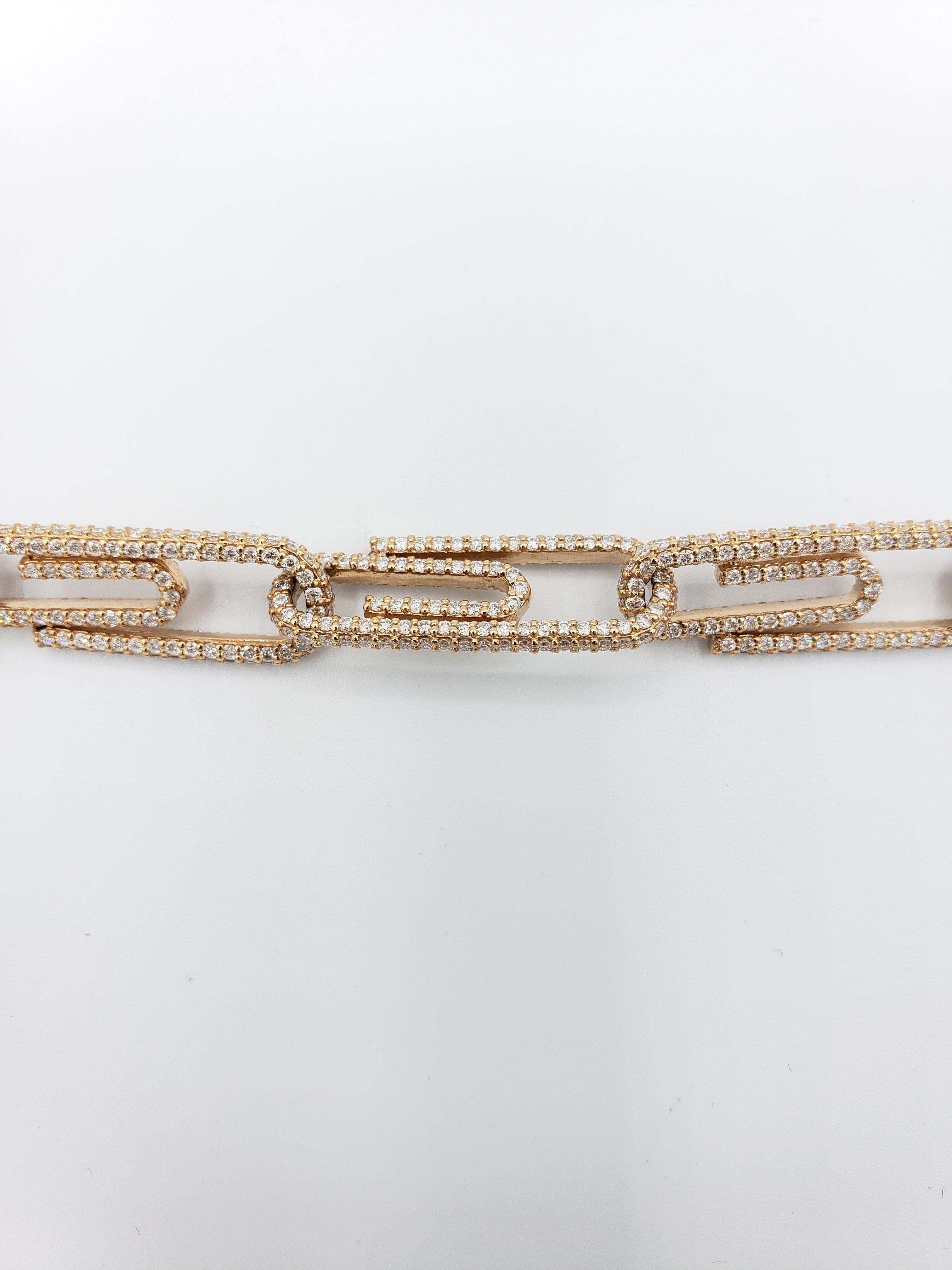 14K Rose Gold- Diamond Paperclip Chain 73.5 Grams