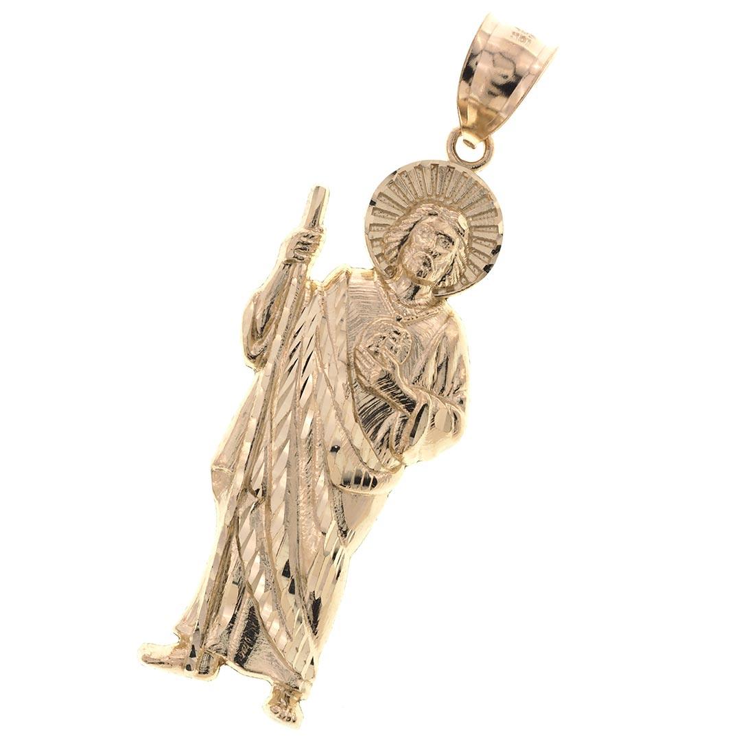 Saint Jude Thaddeus Charm Pendant 10k Gold Fantastic Jewelry NYC