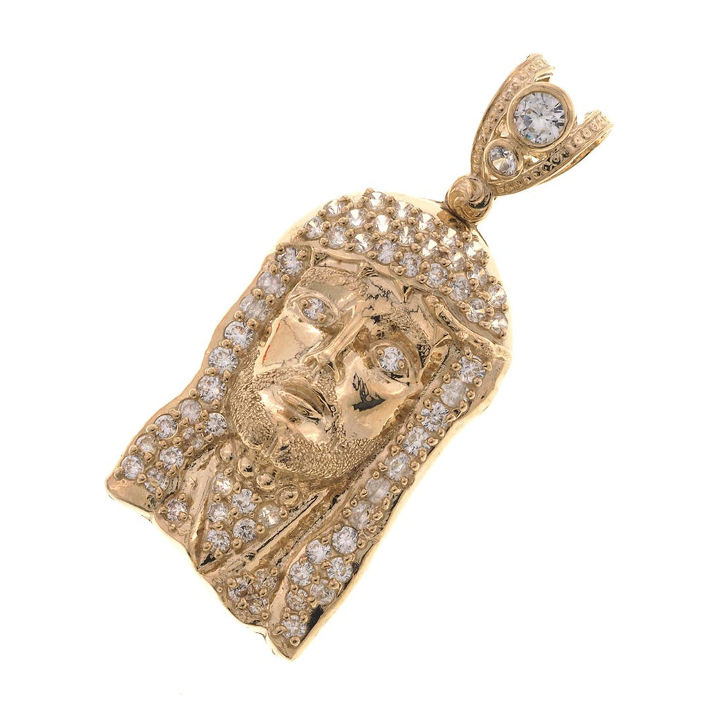 Jesus Face Pendant in 10K Gold and CZ