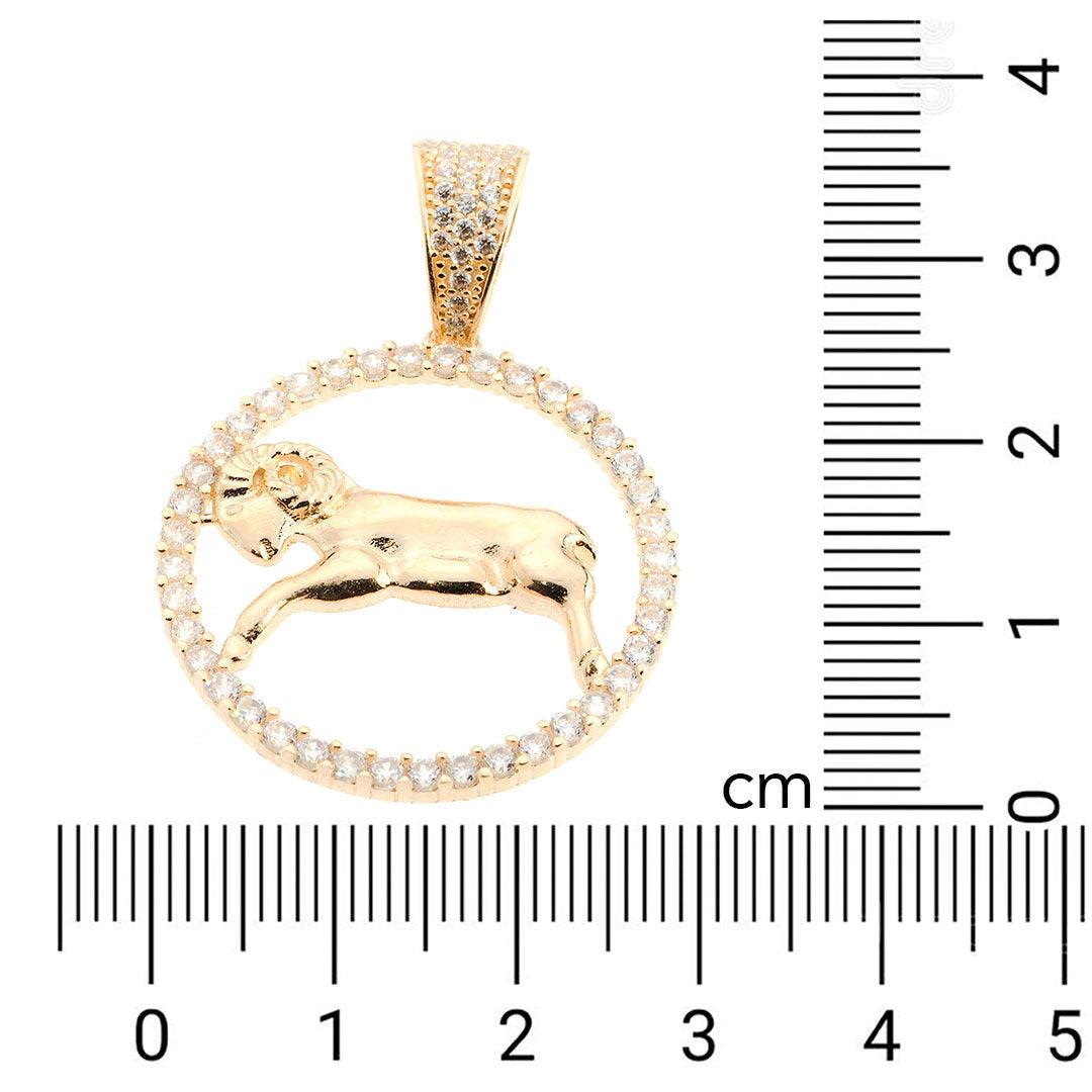 Aries Zodiac Pendant 14K Gold With CZ