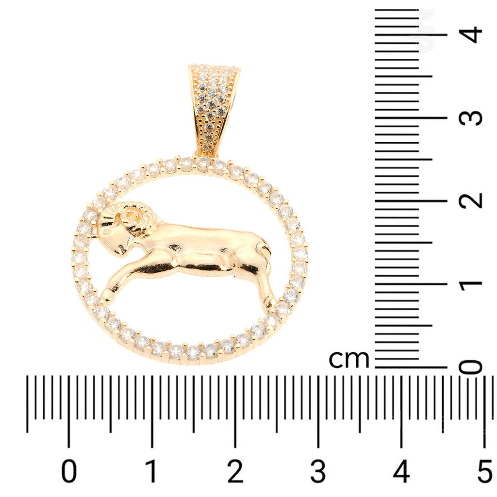 Aries Zodiac Pendant 14K Gold With CZ