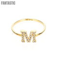 14K Gold CZ Bling Initial Letter M Ring