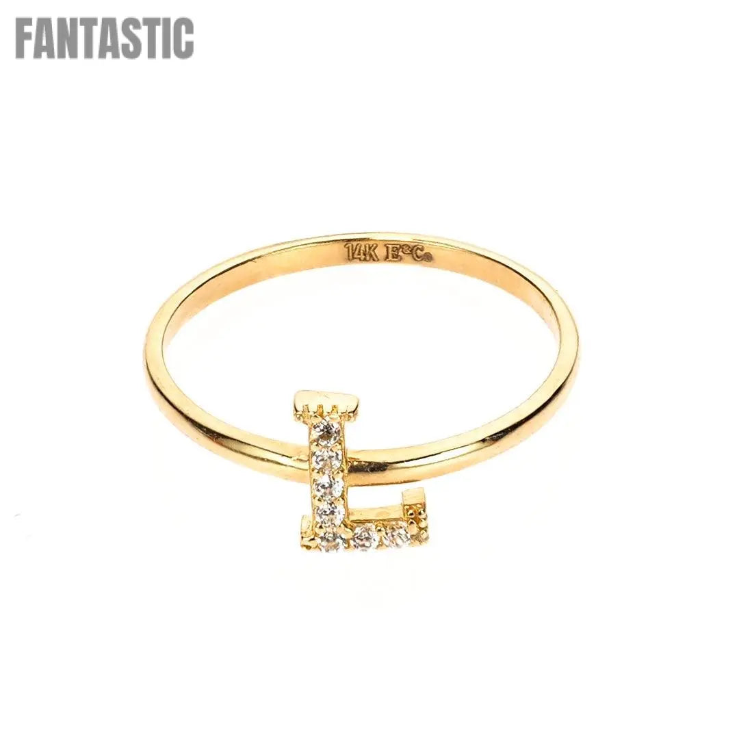 14K gold CZ Bling Initial Letter R ring
