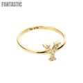 Anillo de la letra inicial "Y" de Bling | Oro de 14 quilates con circonita
