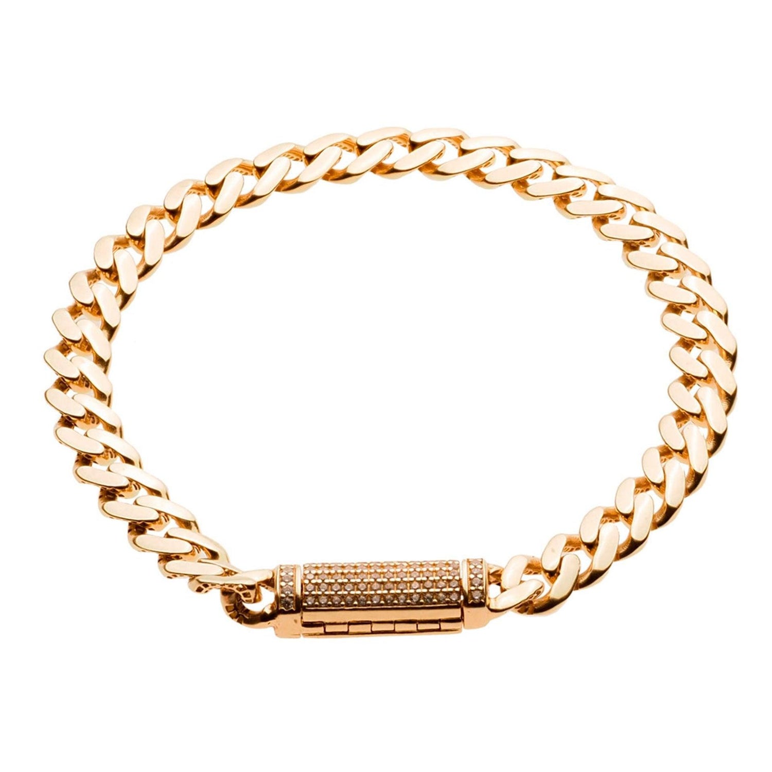 Miami Cuban Link Bracelet 14K Gold With Cz Iced Box