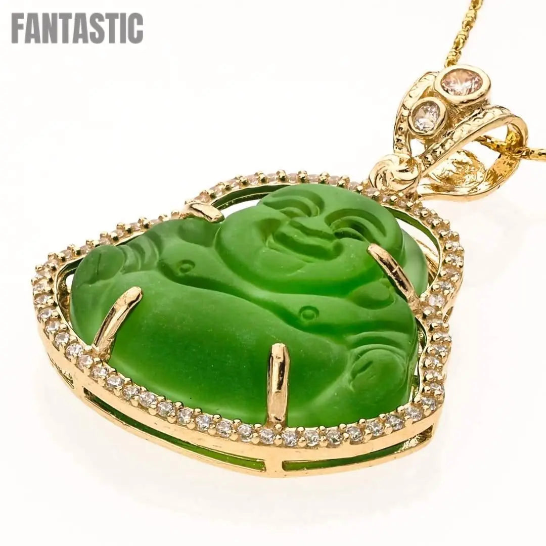 Buddha Pendant 14K Gold CZ