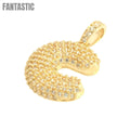 14K Gold CZ Initial Letter C Pendant