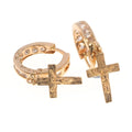 14K Gold CZ Crucifixion of Jesus Cross Drop Earrings