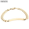 Cuban Link Bracelet with Frame in 14K Gold