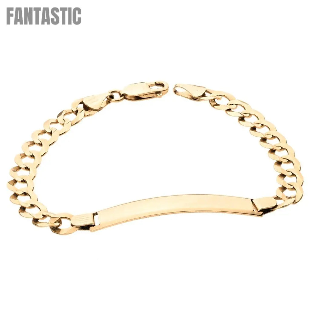 Pulsera de eslabones cubanos con marco en oro amarillo de 14K