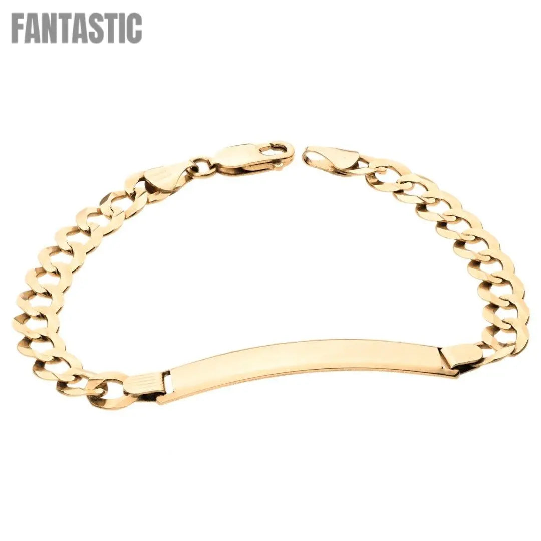 Cuban Link Bracelet With Frame 14K Gold
