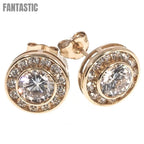 14K gold CZ Cushion Square Micro Pave 9mm stud earrings