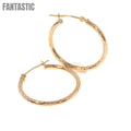 14K Gold CZ Diamond-Cut Hoop Earrings