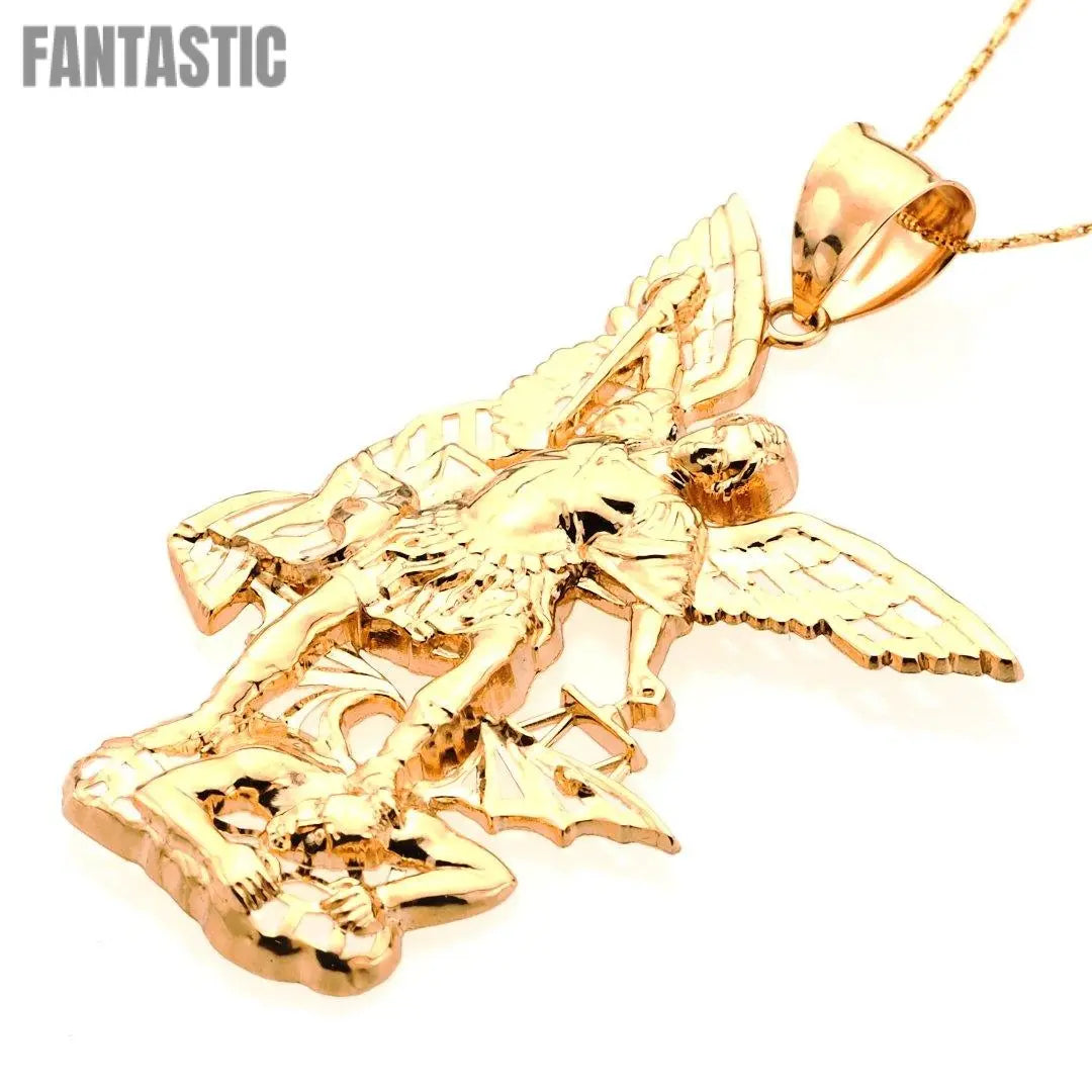 Cut Saint Michael 14K Gold Pendant