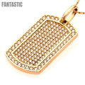 14K Gold CZ Big Dog Tag Pendant