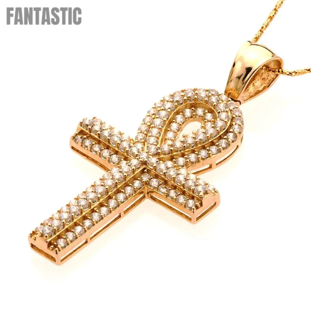 14K yellow gold Egyptian cross pendant