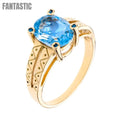 Elegante Anillo de Oro de 14K con Topacio Azul | Envío y Devoluciones Gratuitos