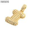 14K Gold CZ Initial Letter I Pendant