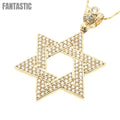 14K Gold CZ Big Star of David Pendant
