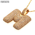 14K Gold CZ Initial Letter M Pendant
