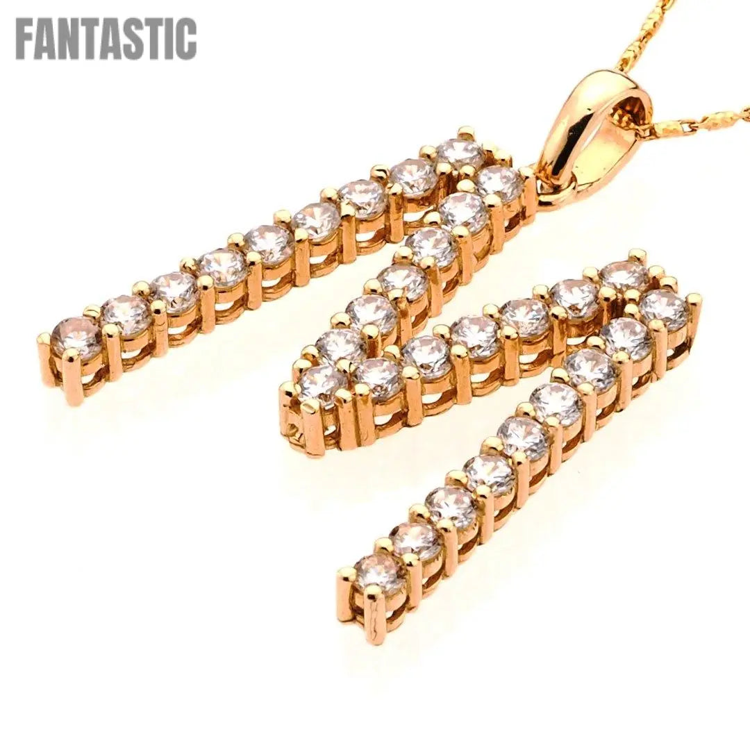 14K gold CZ fancy initial letter M pendant