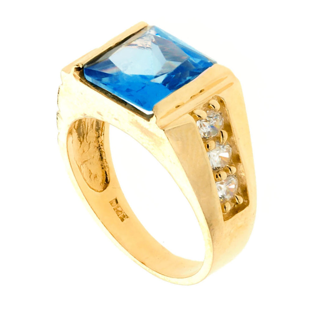 Rectangular Synthetic Blue Sapphire Ring 14k Gold