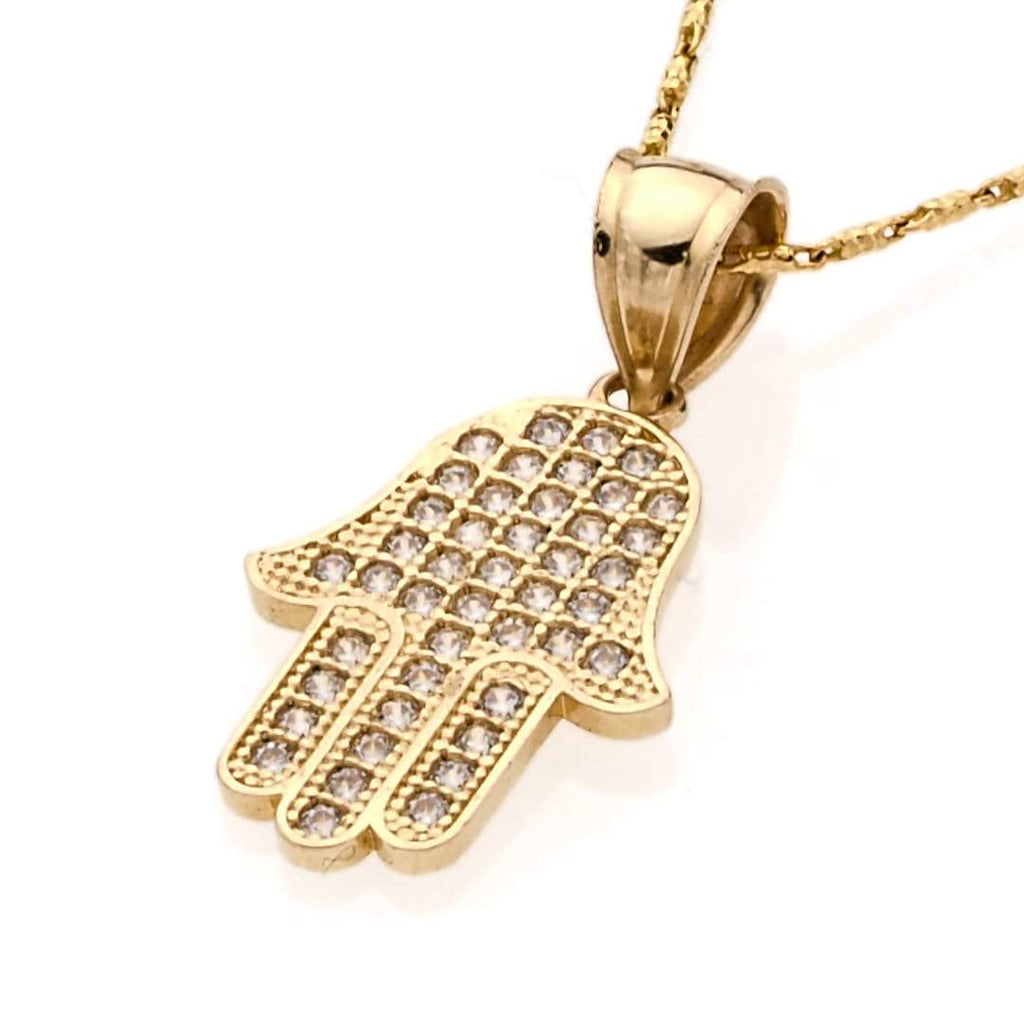 Hamsa Pendant 14K Gold With CZ