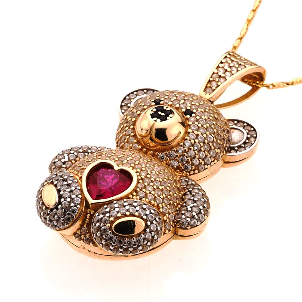 14K Gold Bubble Bear Pendant