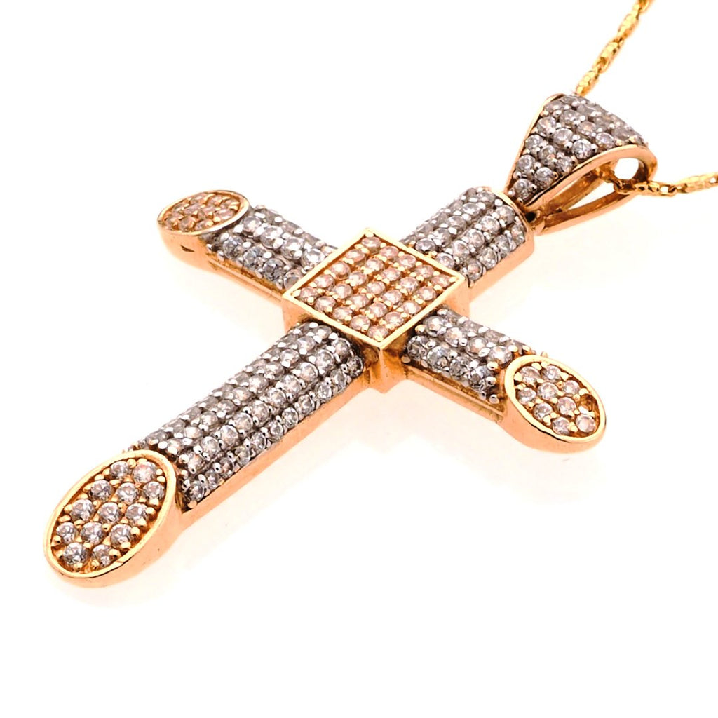 Pendant | Tow tone CZ Cross in 14K GOLD