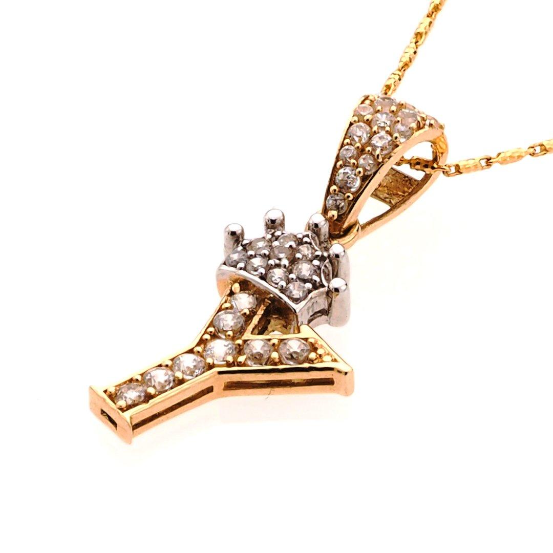 Crown Two Tone Initial 'Y' Pendant