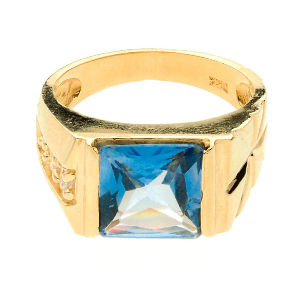 Rectangular Synthetic Blue Sapphire Ring 14k Gold