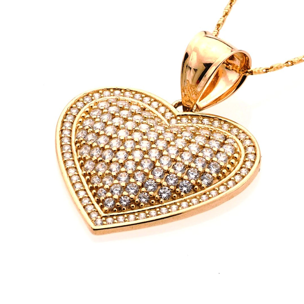 HEART Double Border CZ Pendant