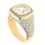 Mens White Topaz Ring | 14K Gold With Cz