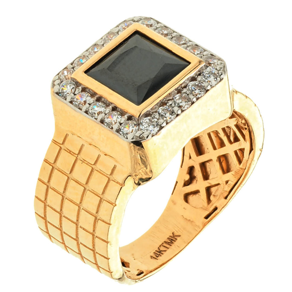 Square Black Onyx Stone Ring 14k Gold