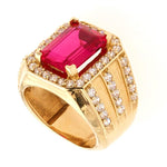 4K Gold Men's Ring Featuring a Ruby Center Stone - Fantastic Jewelry NYC