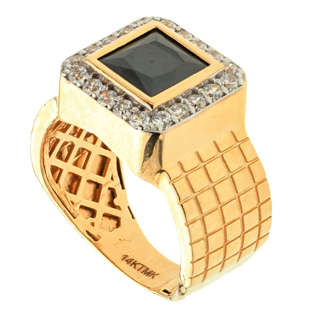 Square Black Onyx Stone Ring 14k Gold