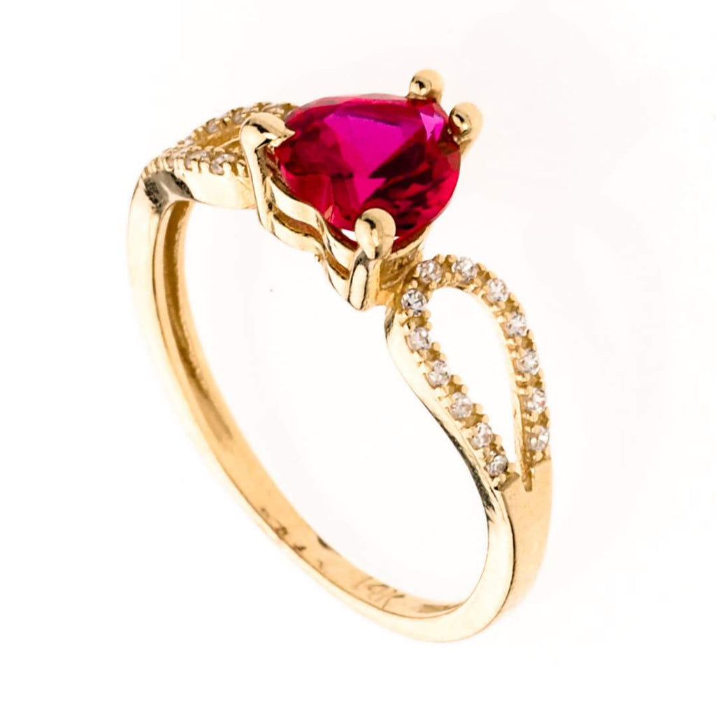 Heart-Shaped Garnet and Cubic Zirconia Ring