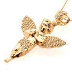 Elevate Your Style with the Timeless Rope Chain in 14K Gold and Dazzling Angel Cz Pendant.