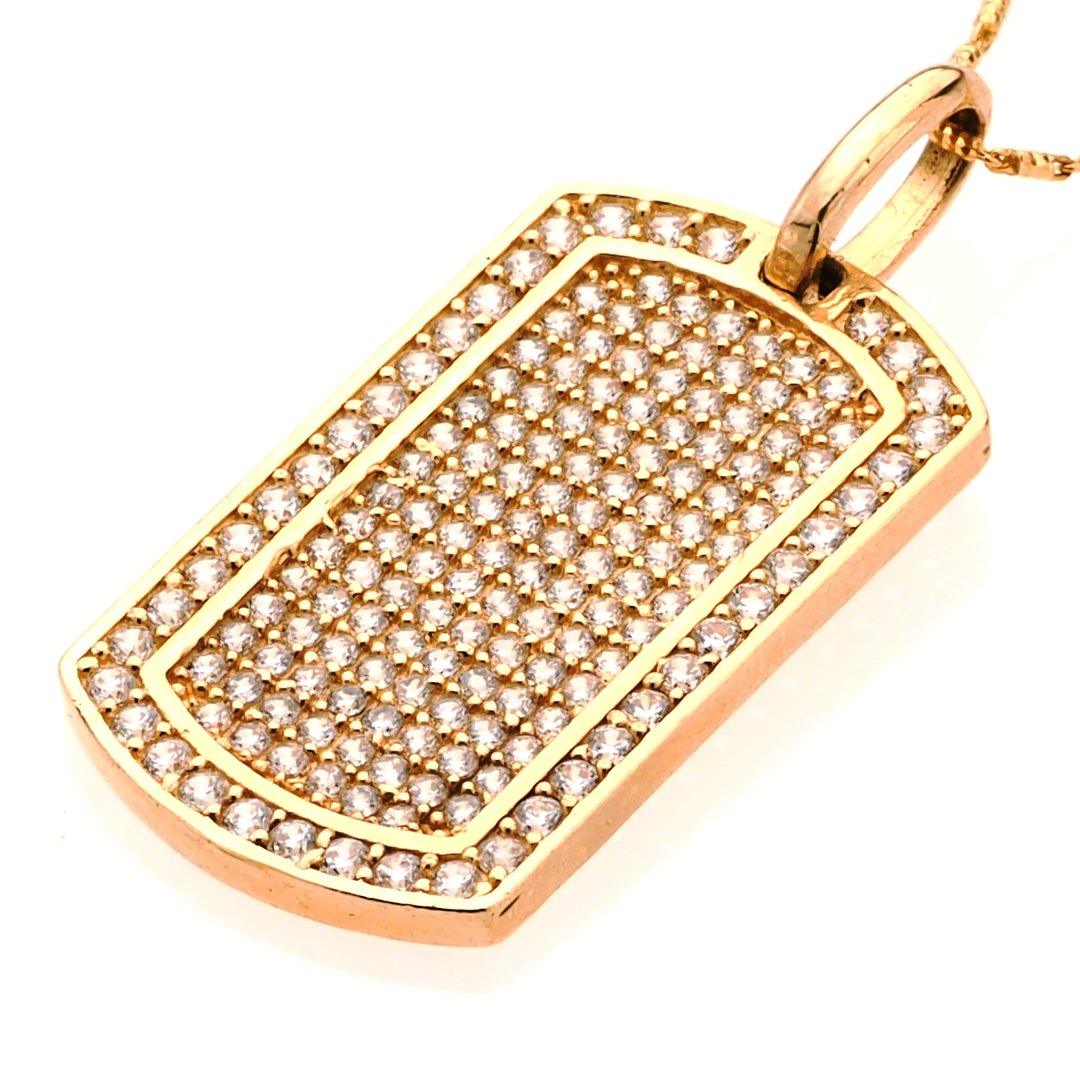 14K Gold Big Dog Tag Charm Pendant