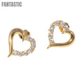 14K Gold CZ Heart Shape Love Stud Earrings