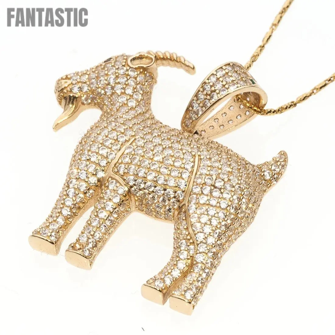 14K gold CZ GOAT pendant