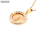 14K Gold CZ Our Lady of Guadalupe Pendant