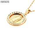14K Gold CZ Guadalupe Virgin Pendant