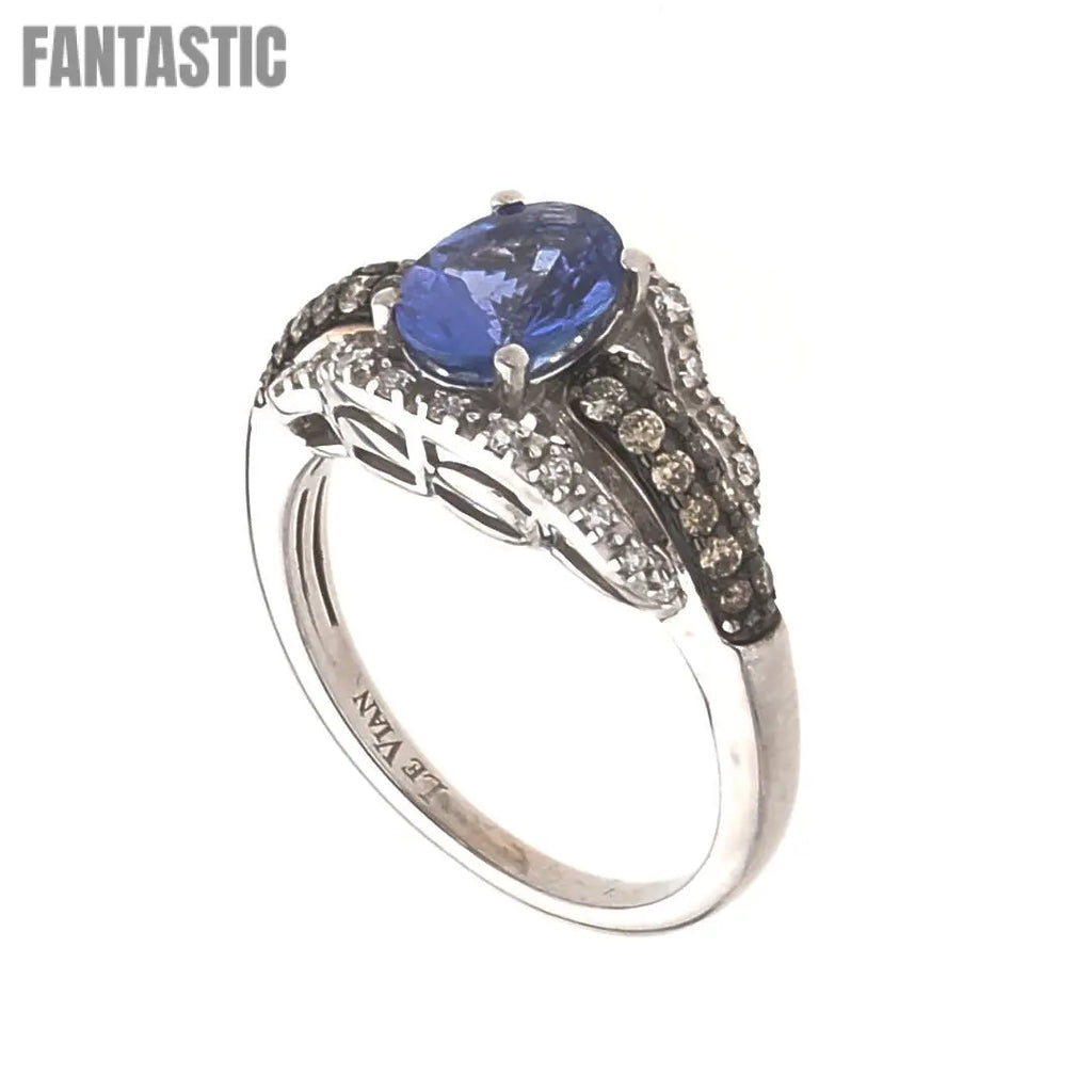 14K white gold Hampton blue topaz engagement ring