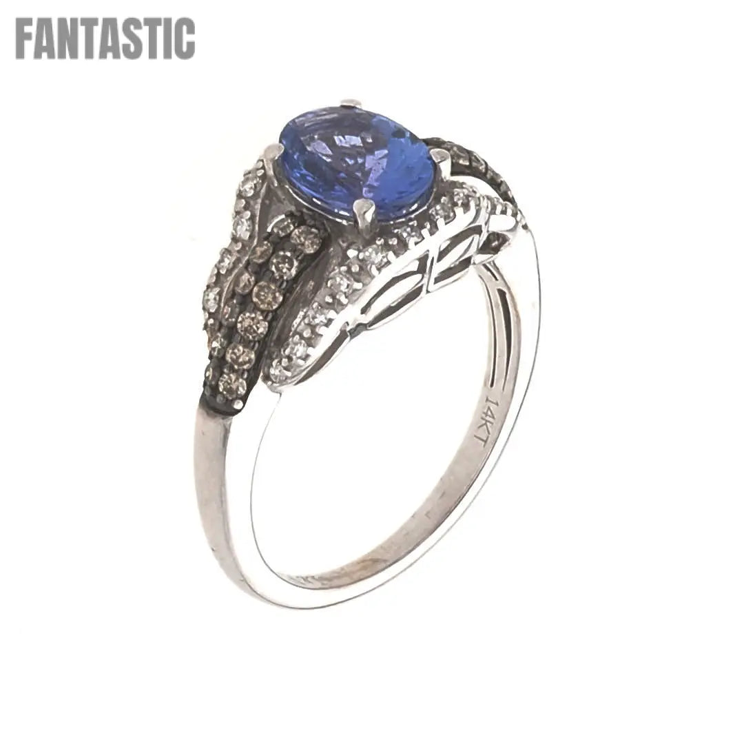 14K white gold Hampton blue topaz engagement ring side view