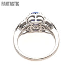 14K white gold blue topaz engagement ring detail