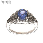 14K white gold Hampton blue topaz ring on hand