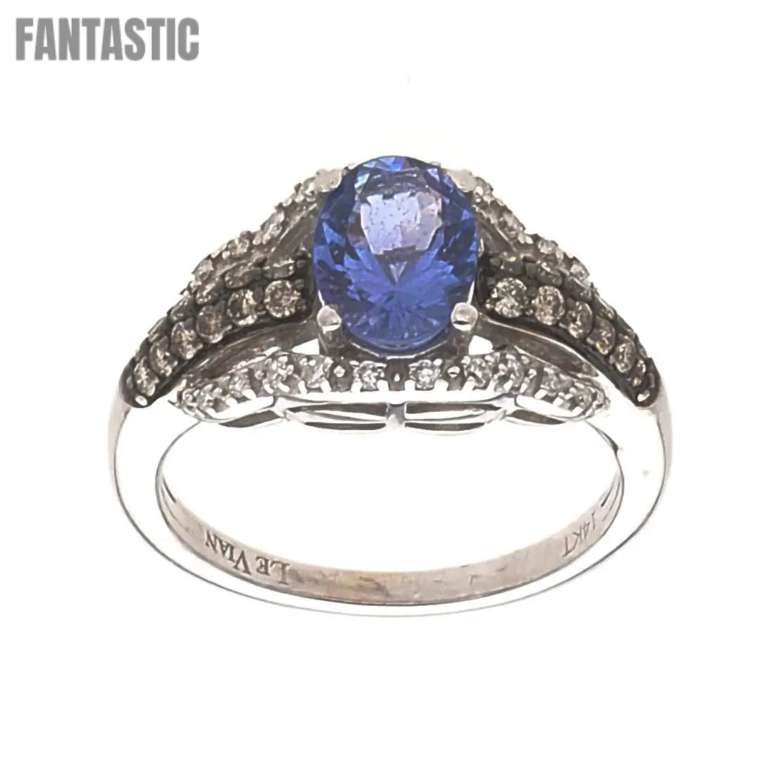 14K white gold Hampton blue topaz ring on hand